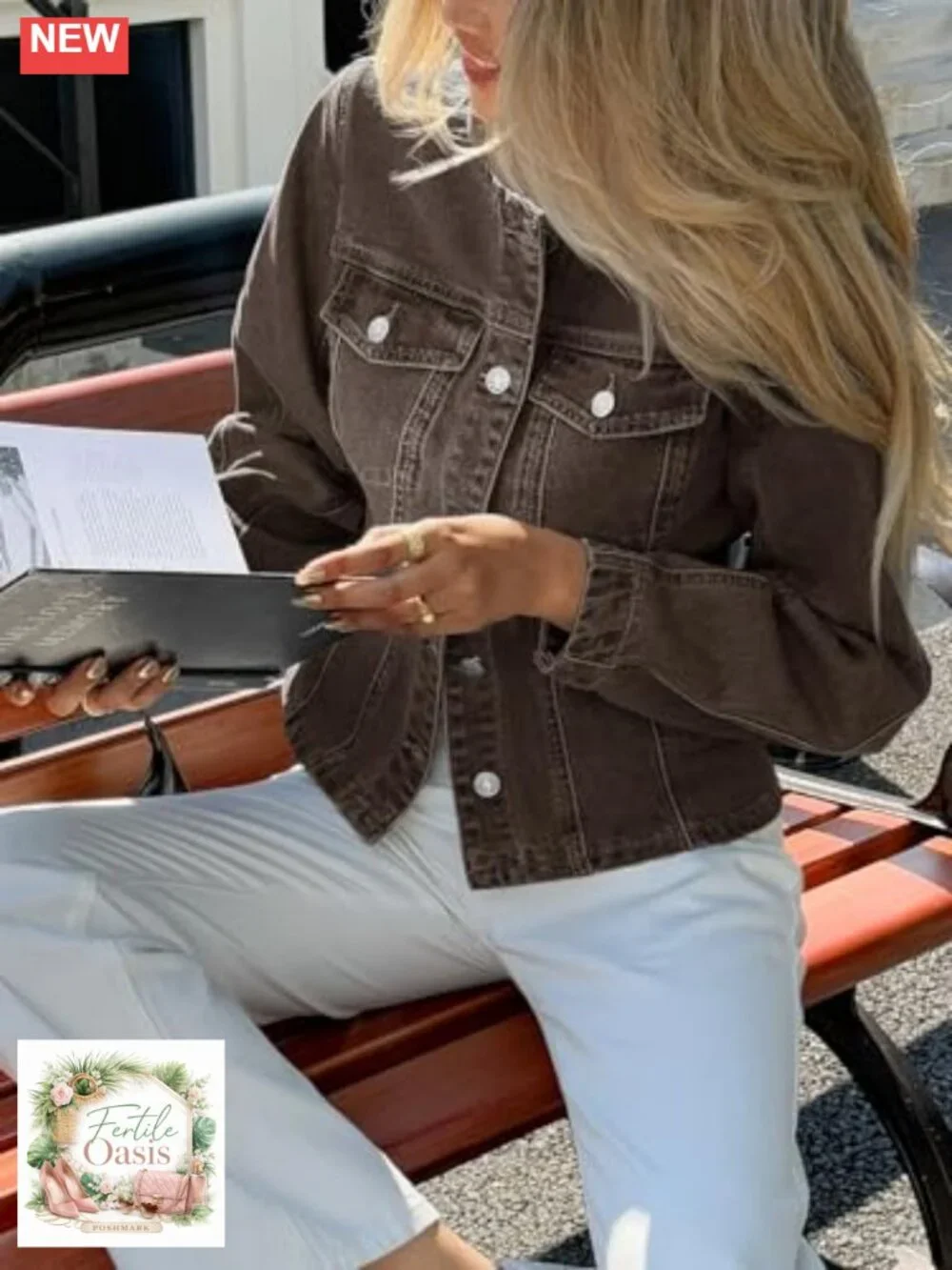 Women's Cropped Denim Jacket Cotton Blend Button Down Shacket